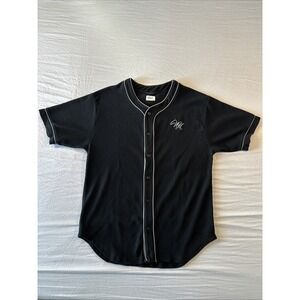 Public Supply NYC Mens Button Up Baseball Jersey Black Sz 3XL Baggy Heavyweight